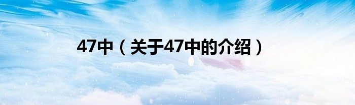 47中（關(guān)于47中的介紹）