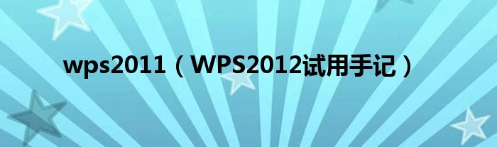 wps2011（WPS2012試用手記）