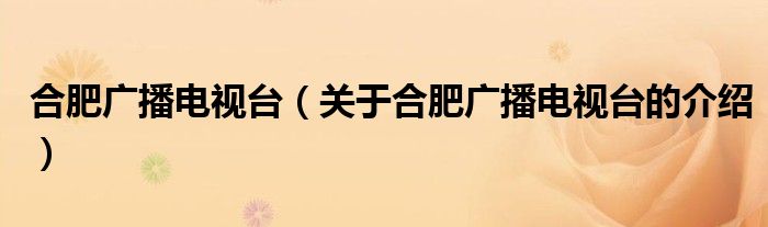 合肥廣播電視臺(tái)（關(guān)于合肥廣播電視臺(tái)的介紹）