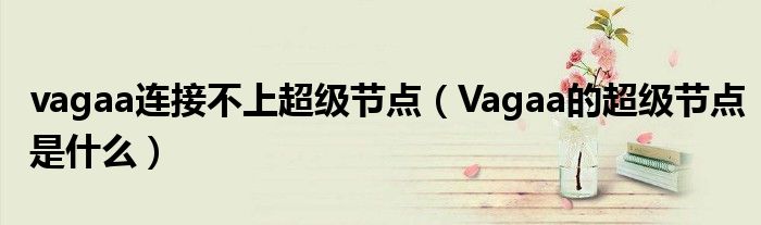 vagaa連接不上超級節(jié)點（Vagaa的超級節(jié)點是什么）