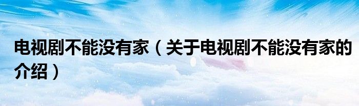 電視劇不能沒有家（關(guān)于電視劇不能沒有家的介紹）