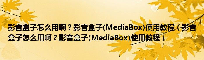 影音盒子怎么用?。坑耙艉凶?MediaBox)使用教程（影音盒子怎么用?。坑耙艉凶?MediaBox)使用教程）
