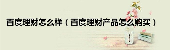 百度理財(cái)怎么樣（百度理財(cái)產(chǎn)品怎么購(gòu)買(mǎi)）