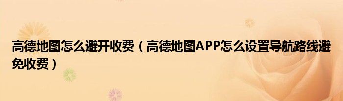 高德地圖怎么避開收費（高德地圖APP怎么設(shè)置導(dǎo)航路線避免收費）