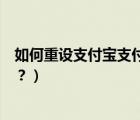 如何重設(shè)支付寶支付密碼（怎么用電腦重置支付寶支付密碼？）