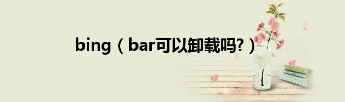 bing（bar可以卸載嗎?）