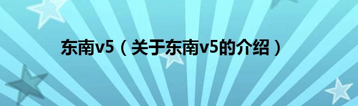 東南v5（關(guān)于東南v5的介紹）