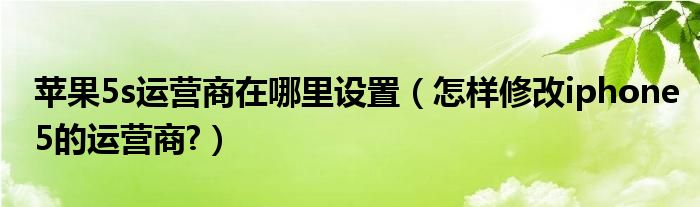 蘋(píng)果5s運(yùn)營(yíng)商在哪里設(shè)置（怎樣修改iphone5的運(yùn)營(yíng)商?）