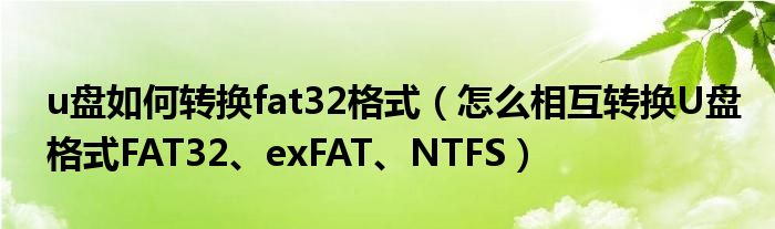 u盤如何轉(zhuǎn)換fat32格式（怎么相互轉(zhuǎn)換U盤格式FAT32、exFAT、NTFS）
