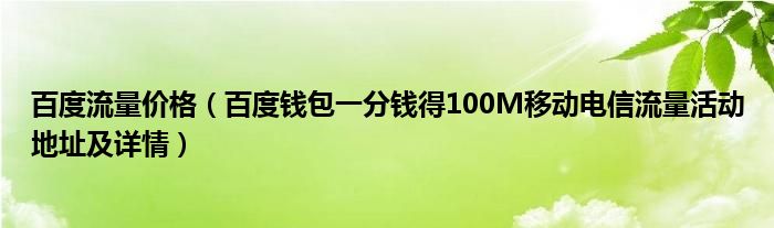 百度流量?jī)r(jià)格（百度錢包一分錢得100M移動(dòng)電信流量活動(dòng)地址及詳情）