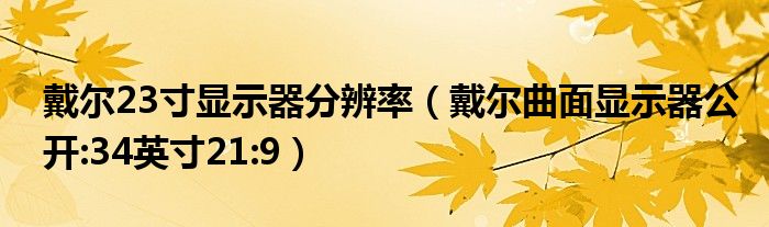 戴爾23寸顯示器分辨率（戴爾曲面顯示器公開:34英寸21:9）