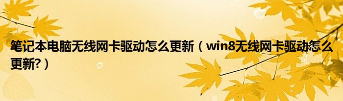 筆記本電腦無線網(wǎng)卡驅(qū)動怎么更新（win8無線網(wǎng)卡驅(qū)動怎么更新?）
