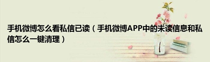 手機(jī)微博怎么看私信已讀（手機(jī)微博APP中的未讀信息和私信怎么一鍵清理）