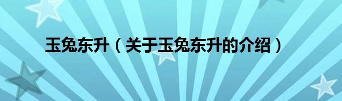 玉兔東升（關(guān)于玉兔東升的介紹）