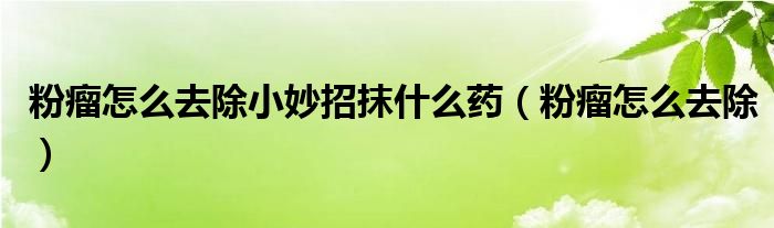 粉瘤怎么去除小妙招抹什么藥（粉瘤怎么去除）