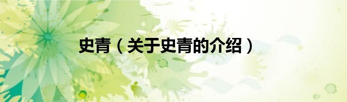 史青（關(guān)于史青的介紹）