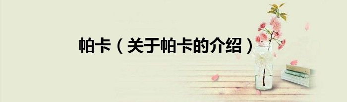 帕卡（關(guān)于帕卡的介紹）