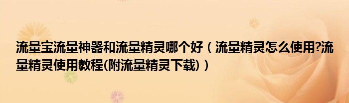 流量寶流量神器和流量精靈哪個(gè)好（流量精靈怎么使用?流量精靈使用教程(附流量精靈下載)）