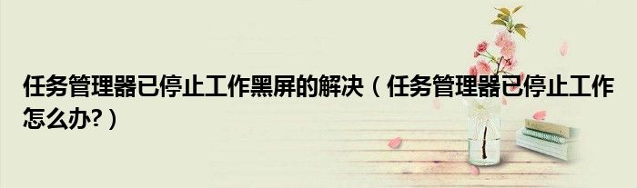 任務管理器已停止工作黑屏的解決（任務管理器已停止工作怎么辦?）