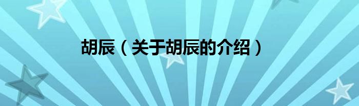 胡辰（關(guān)于胡辰的介紹）