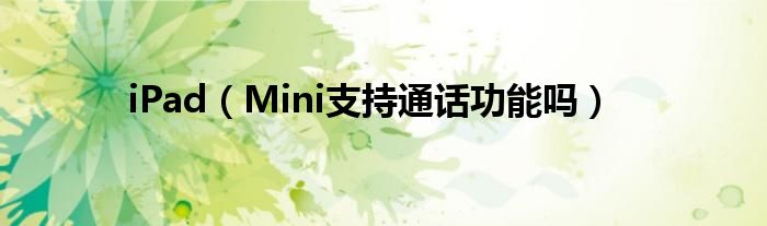 iPad（Mini支持通話功能嗎）