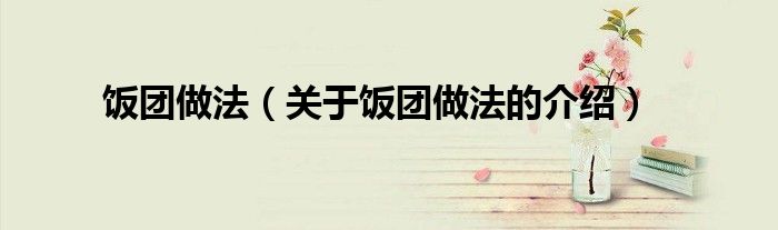 飯團做法（關(guān)于飯團做法的介紹）