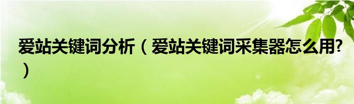 愛站關(guān)鍵詞分析（愛站關(guān)鍵詞采集器怎么用?）