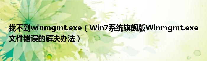 找不到winmgmt.exe（Win7系統(tǒng)旗艦版Winmgmt.exe文件錯(cuò)誤的解決辦法）