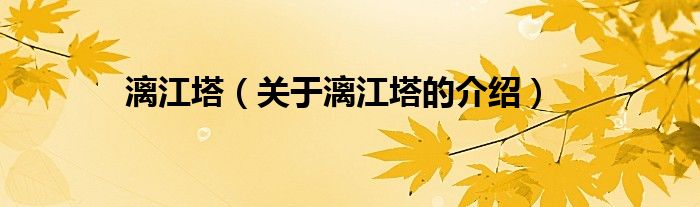 漓江塔（關于漓江塔的介紹）