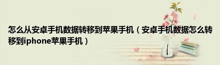 怎么從安卓手機(jī)數(shù)據(jù)轉(zhuǎn)移到蘋(píng)果手機(jī)（安卓手機(jī)數(shù)據(jù)怎么轉(zhuǎn)移到iphone蘋(píng)果手機(jī)）