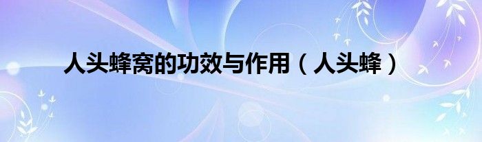 人頭蜂窩的功效與作用（人頭蜂）