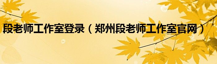 段老師工作室登錄（鄭州段老師工作室官網(wǎng)）