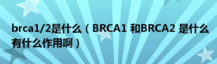 brca1/2是什么（BRCA1 和BRCA2 是什么有什么作用?。?/></a></div><div   id=
