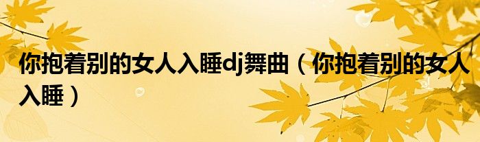 你抱著別的女人入睡dj舞曲（你抱著別的女人入睡）