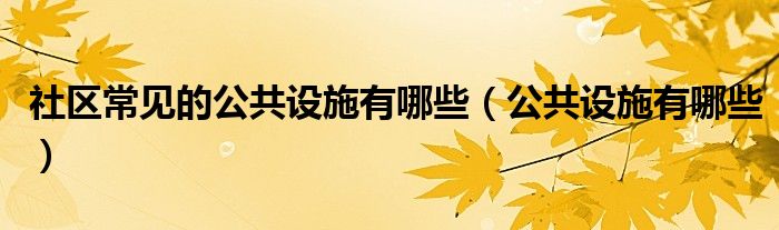 社區(qū)常見的公共設(shè)施有哪些（公共設(shè)施有哪些）
