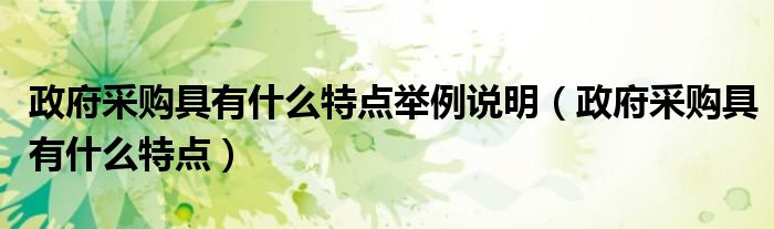 政府采購(gòu)具有什么特點(diǎn)舉例說明（政府采購(gòu)具有什么特點(diǎn)）