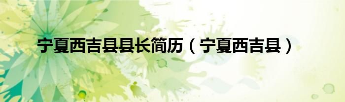 寧夏西吉縣縣長(zhǎng)簡(jiǎn)歷（寧夏西吉縣）