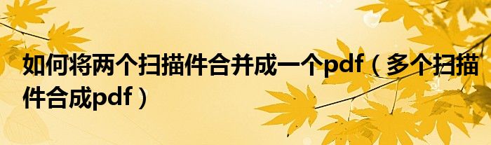 如何將兩個掃描件合并成一個pdf（多個掃描件合成pdf）