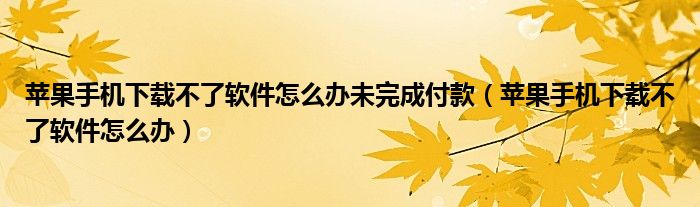 蘋(píng)果手機(jī)下載不了軟件怎么辦未完成付款（蘋(píng)果手機(jī)下載不了軟件怎么辦）
