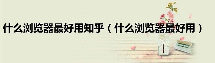 什么瀏覽器最好用知乎（什么瀏覽器最好用）
