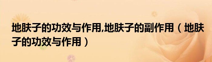 地膚子的功效與作用,地膚子的副作用（地膚子的功效與作用）