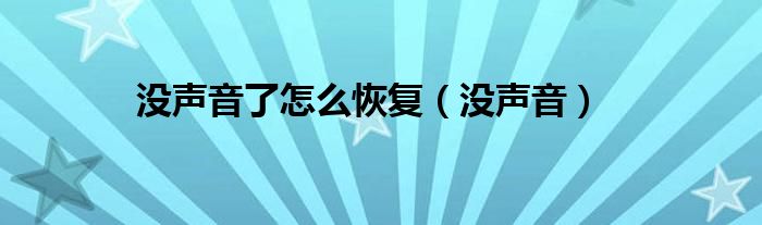 沒聲音了怎么恢復（沒聲音）