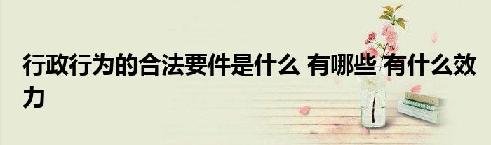 行政行為的合法要件是什么 有哪些 有什么效力