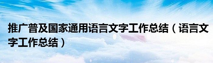 推廣普及國(guó)家通用語(yǔ)言文字工作總結(jié)（語(yǔ)言文字工作總結(jié)）