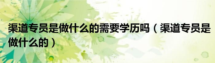 渠道專員是做什么的需要學歷嗎（渠道專員是做什么的）