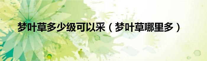 夢(mèng)葉草多少級(jí)可以采（夢(mèng)葉草哪里多）