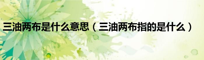 三油兩布是什么意思（三油兩布指的是什么）