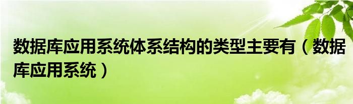 數(shù)據(jù)庫(kù)應(yīng)用系統(tǒng)體系結(jié)構(gòu)的類(lèi)型主要有（數(shù)據(jù)庫(kù)應(yīng)用系統(tǒng)）