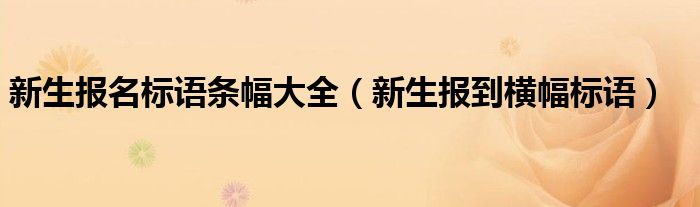 新生報名標語條幅大全（新生報到橫幅標語）