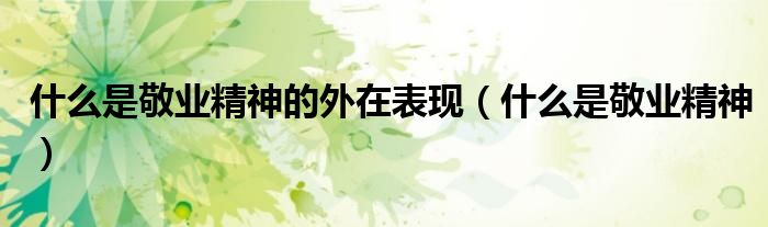 什么是敬業(yè)精神的外在表現(xiàn)（什么是敬業(yè)精神）